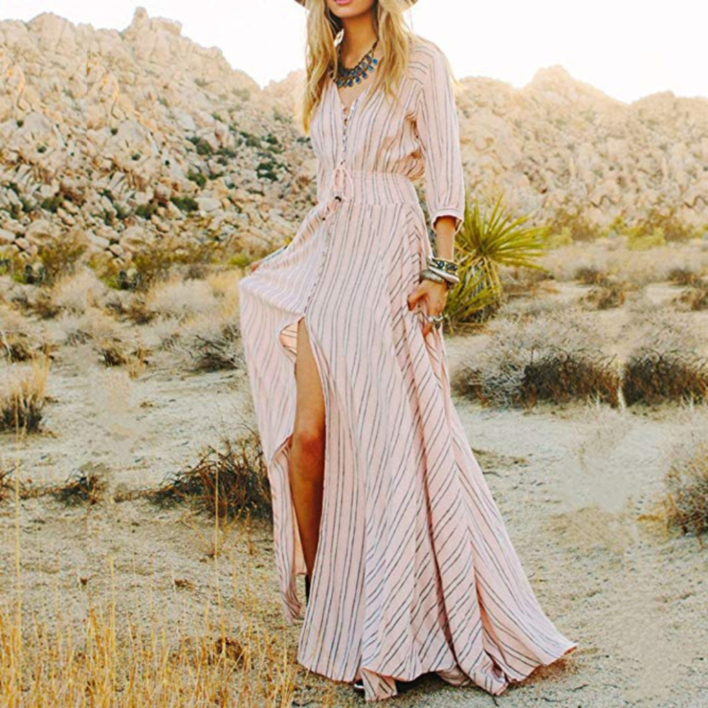 Maxi Lone Traveller dress striped button split